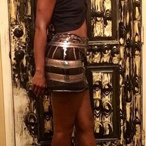 black and silver sequin skirt